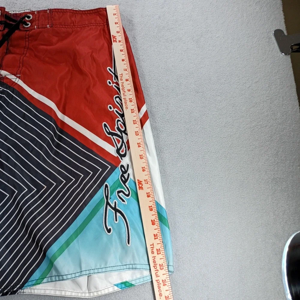Hollister Mens Board Shorts Red Black Geometric Free Spirit Large Surf Trunks